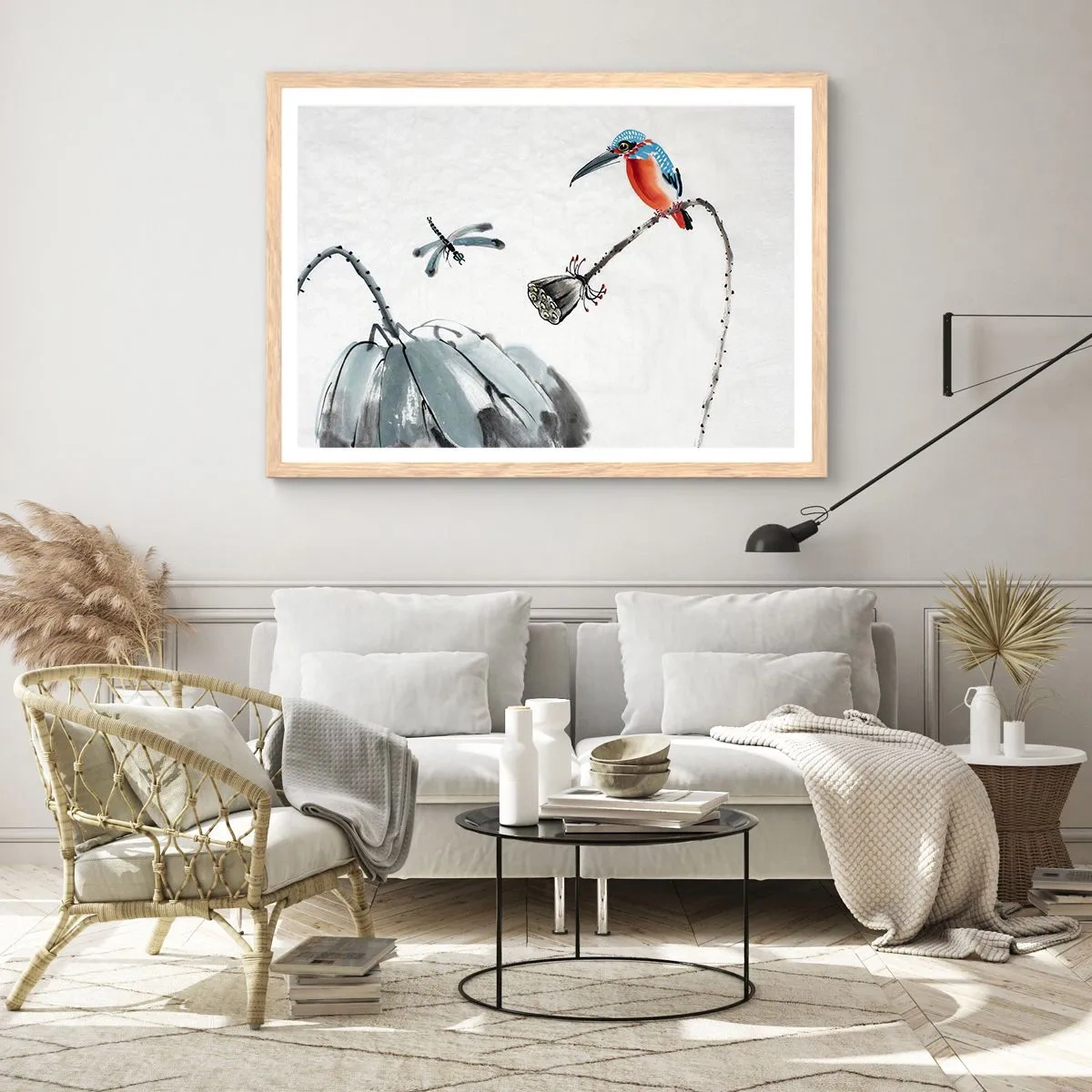 Póster en marco roble claro - La vida de la pradera - 40x30 cm