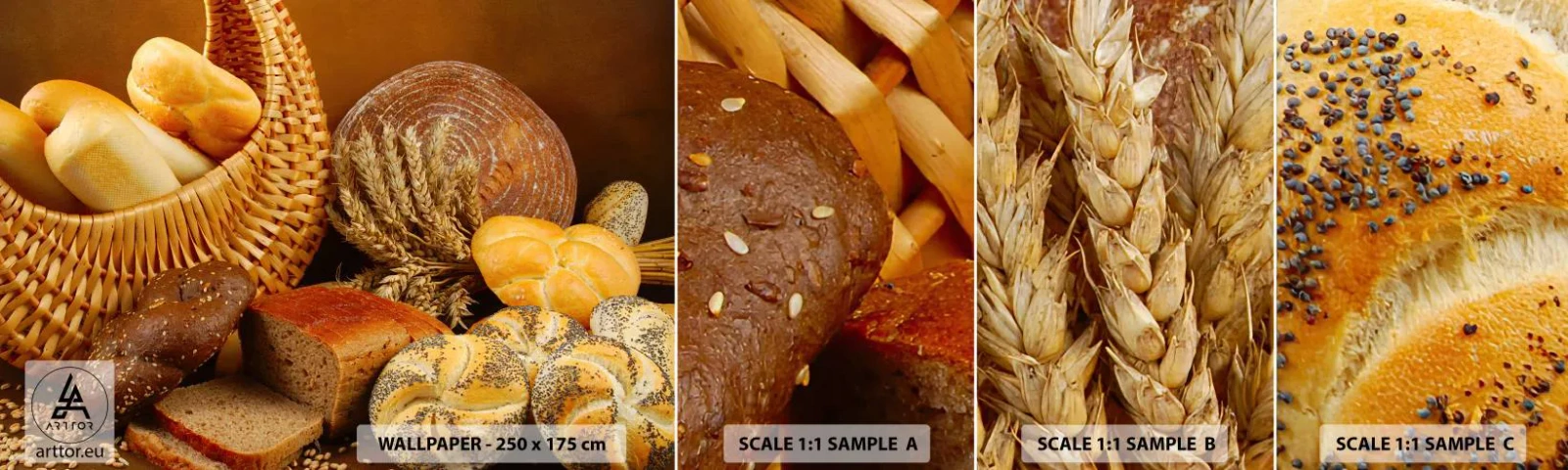 Muestra de fotomural autoadhesivo Deluxe Sticker - Nos han vuelto a hornear - Gastronomía, Pan, Pan - 100x30 cm