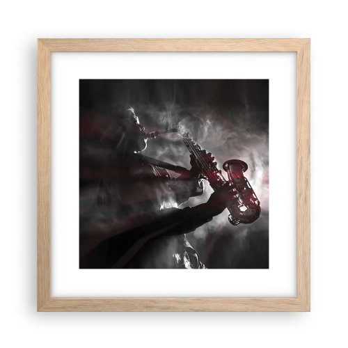Póster en marco roble claro - En el vapor del jazz - 30x30 cm