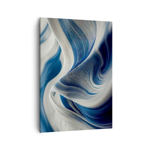 Cuadro sobre lienzo - Impresión de Imagen - Ondas abstractas en tonos azules y blancos - 50x70cm - Fluidez de azul y blanco - Decoración de pared moderna para salón y dormitorio ARTTOR