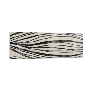 Cuadro sobre vidrio - Impresiones sobre Vidrio - Ondas abstractas en tonos blanco y negro - 160x50cm - Salpicadura de líneas - Decoración de pared moderna para salón y dormitorio ARTTOR