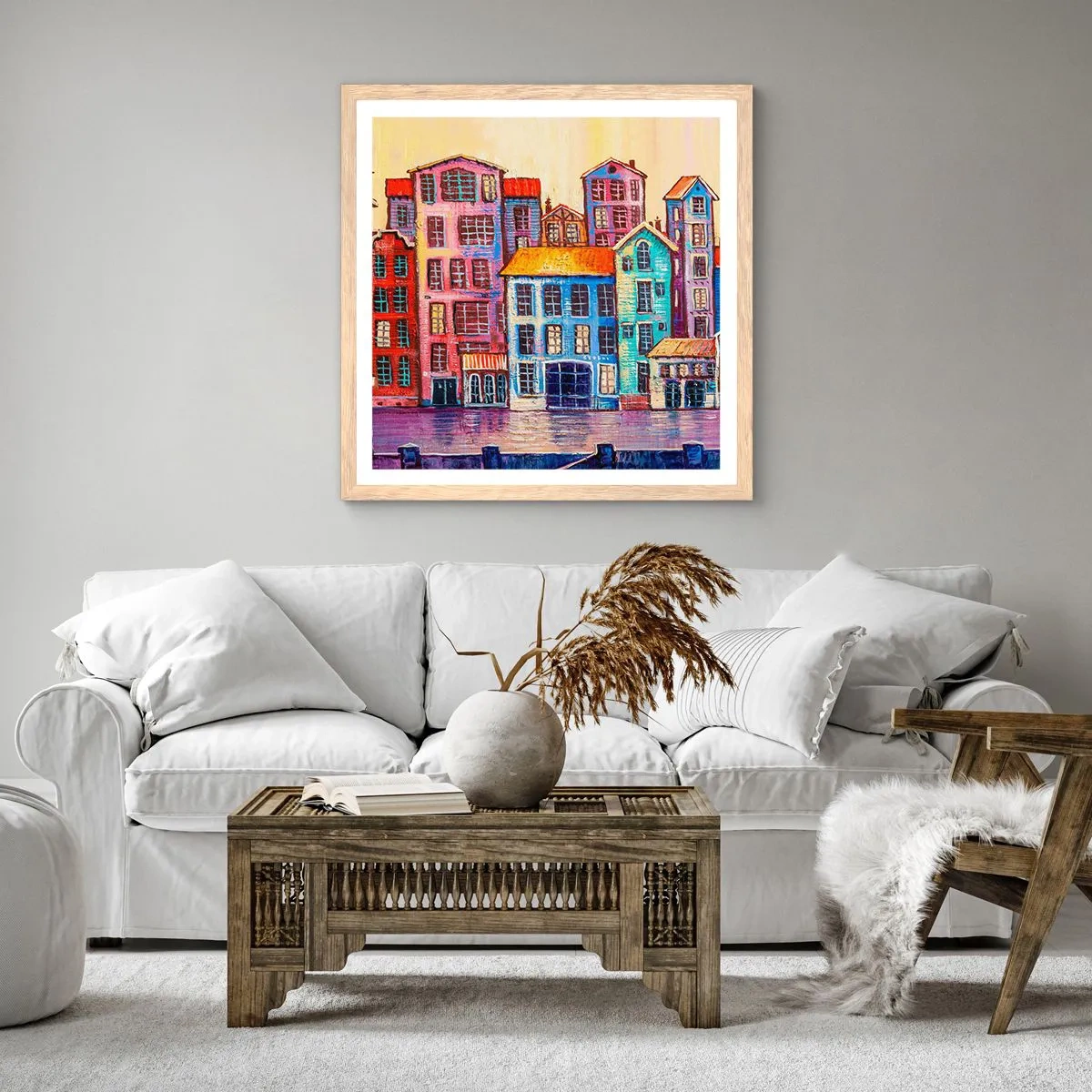 Póster en marco roble claro - Una ciudad como un cuento de hadas - 60x60 cm