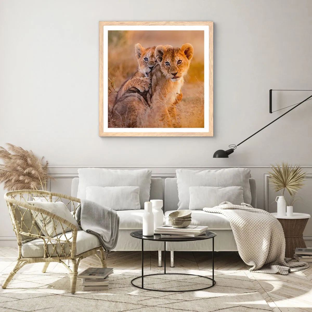 Póster en marco roble claro - ¡No molestar! Nos estamos divirtiendo - 60x60 cm