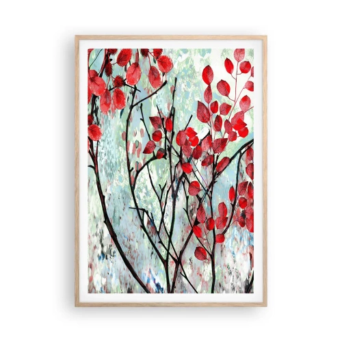 Póster en marco roble claro - Un árbol en escarlata - 70x100 cm