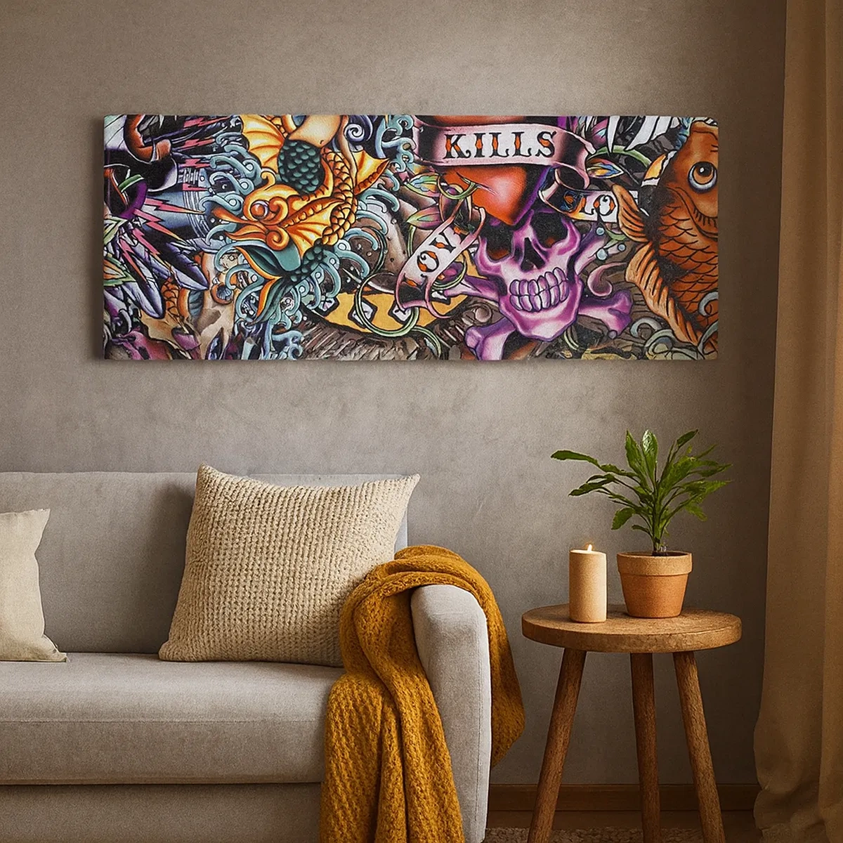 Cuadro sobre lienzo - Impresión de Imagen - El sueño de un tatuador - 30x30 cm