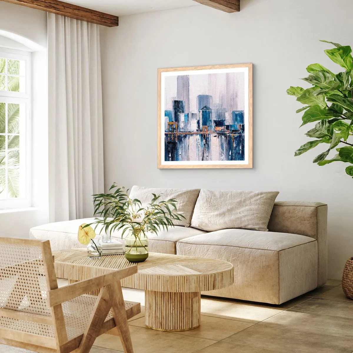 Póster en marco roble claro - Impresión neoyorquina - 60x60 cm