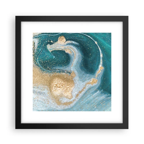 Póster en marco negro - Un remolino de oro y turquesa - 30x30 cm