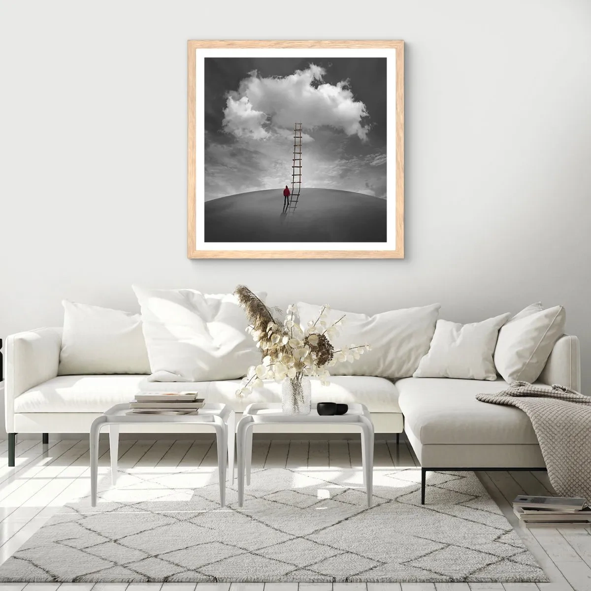 Póster en marco roble claro - Todo es posible - 50x50 cm