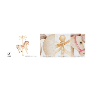Muestra de fotomural Premium Canvas - Al trote grácil - Caballo, tiovivo, De niña - 100x30 cm