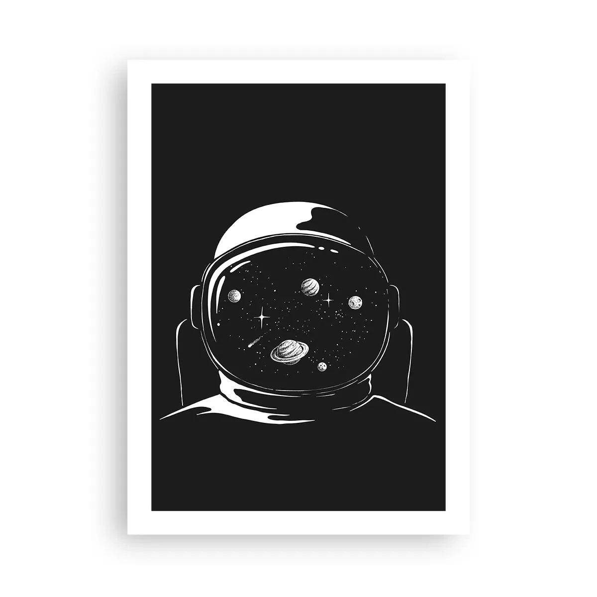 Póster - Astronauta con el espacio reflejado en su casco - 50x70cm - Bonita vista - Decoración de pared moderna para salón y dormitorio ARTTOR