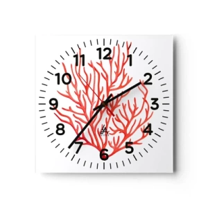 Reloj de pared - Reloj de vidrio - Filigrana de coral - 30x30 cm