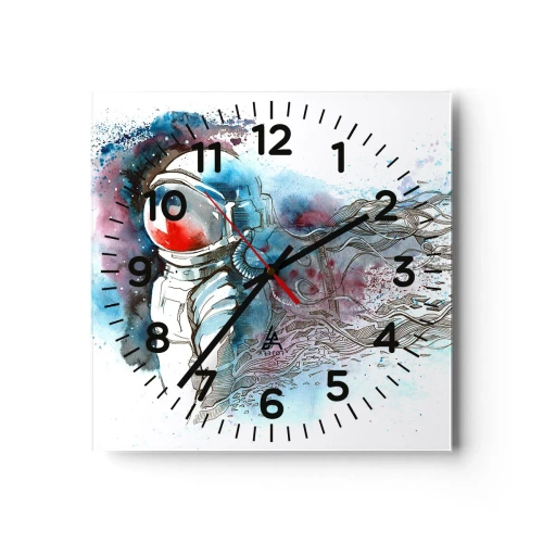 Reloj de pared - Reloj de vidrio - A solas con el cosmos - 40x40 cm