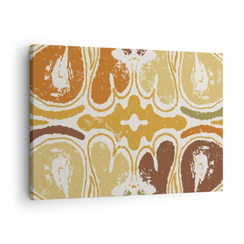 Cuadro sobre lienzo - Impresión de Imagen - Patrones abstractos cálidos en amarillos y marrones. - 70x50cm - Abstracción sentimental - Decoración de pared moderna para salón y dormitorio ARTTOR