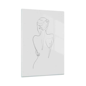 Cuadro sobre vidrio - Impresiones sobre Vidrio - Un delicado boceto de una sola línea de una mujer de espaldas. - 50x70cm - Música del cuerpo - Decoración de pared moderna para salón y dormitorio ARTTOR