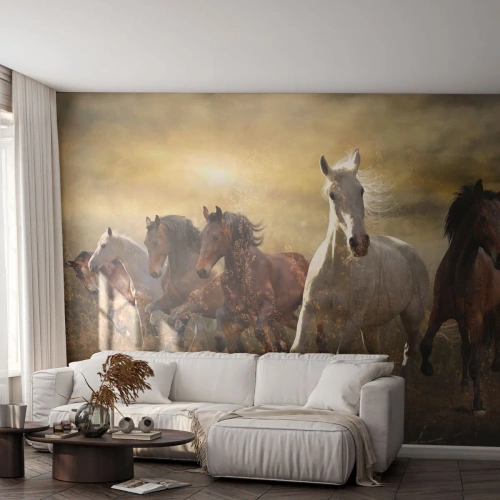 Fotomural Premium Sand - ¡Viva la libertad! - animales, Caballo, Galope - 350x256 cm