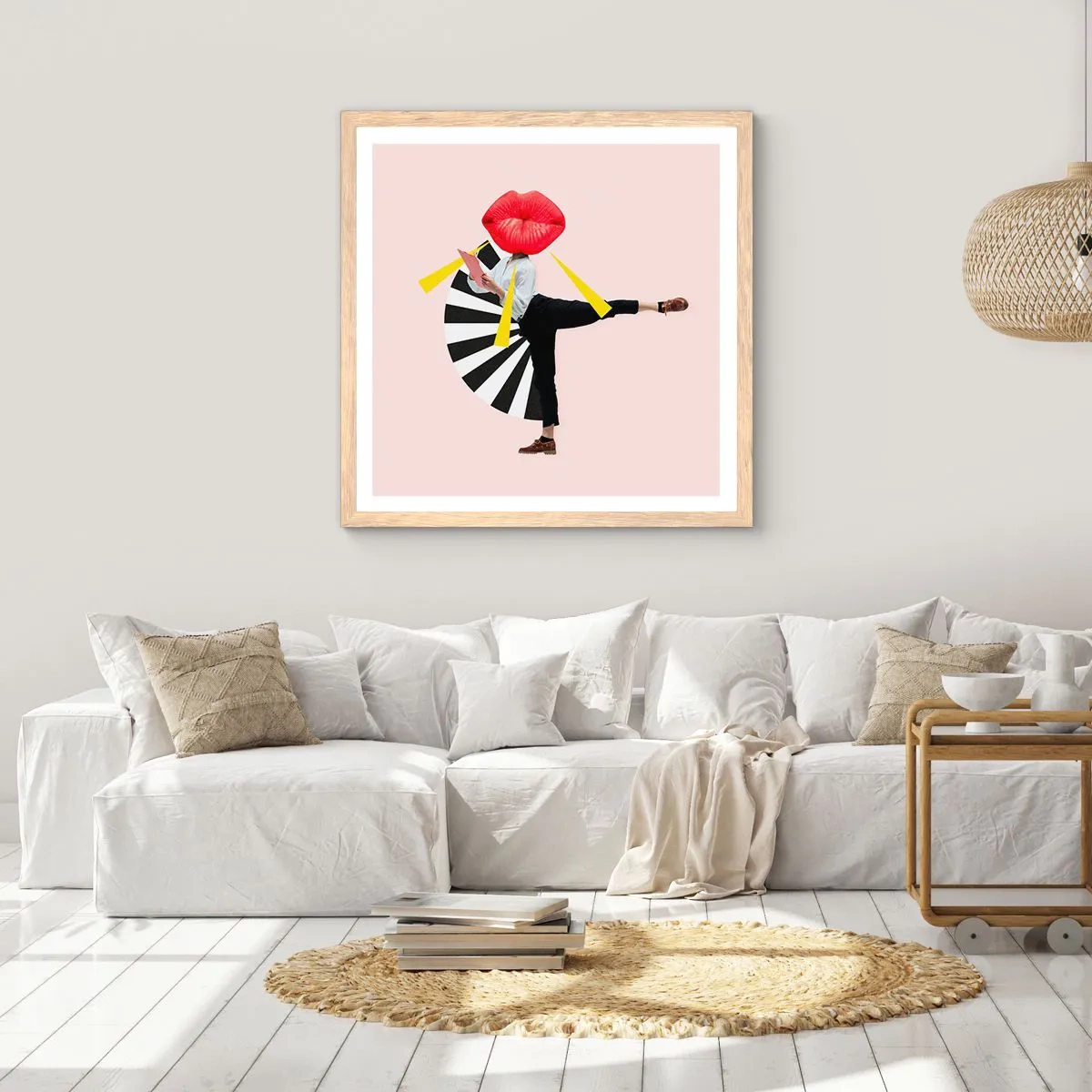 Póster en marco roble claro - Arte pop surrealista - 30x30 cm