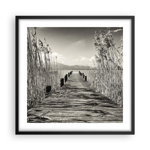 Póster en marco negro - En la quietud de los juncos - 50x50 cm