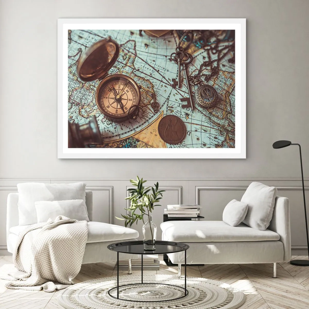 Póster en marco blanco - Para el aventurero - 100x70 cm