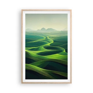 Póster en marco roble claro - Valles en tonos verdes - 61x91 cm