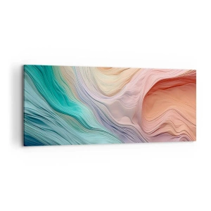 Cuadro sobre lienzo - Impresión de Imagen - Ondas abstractas en colores pastel y arcoíris - 120x50cm - Ola arco iris - Decoración de pared moderna para salón y dormitorio ARTTOR