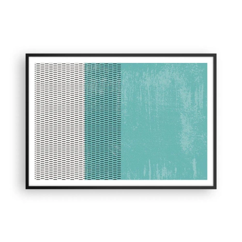 Póster en marco negro - Composición geométrica con turquesa y líneas. - 100x70cm - Composición equilibrada - Decoración de pared moderna para salón y dormitorio ARTTOR