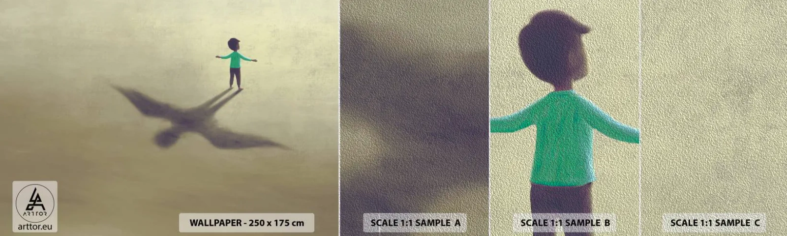 Muestra de fotomural Premium Sand - Héroe del futuro - Abstracción, Fantasía, Pedazo - 100x30 cm