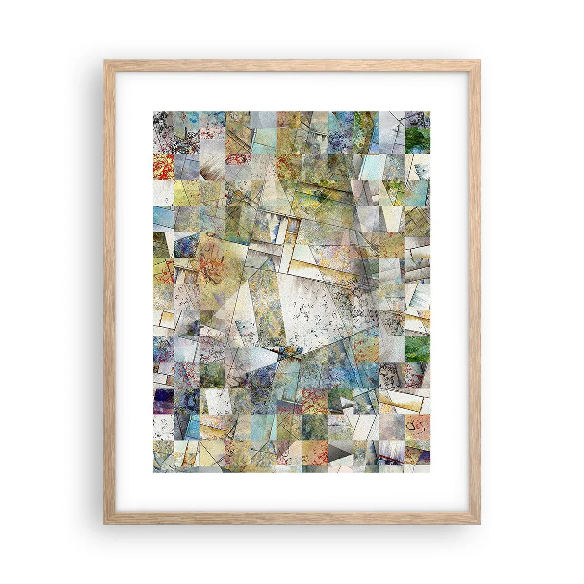 Póster en marco roble claro - Remodelación geométrica - 40x50 cm