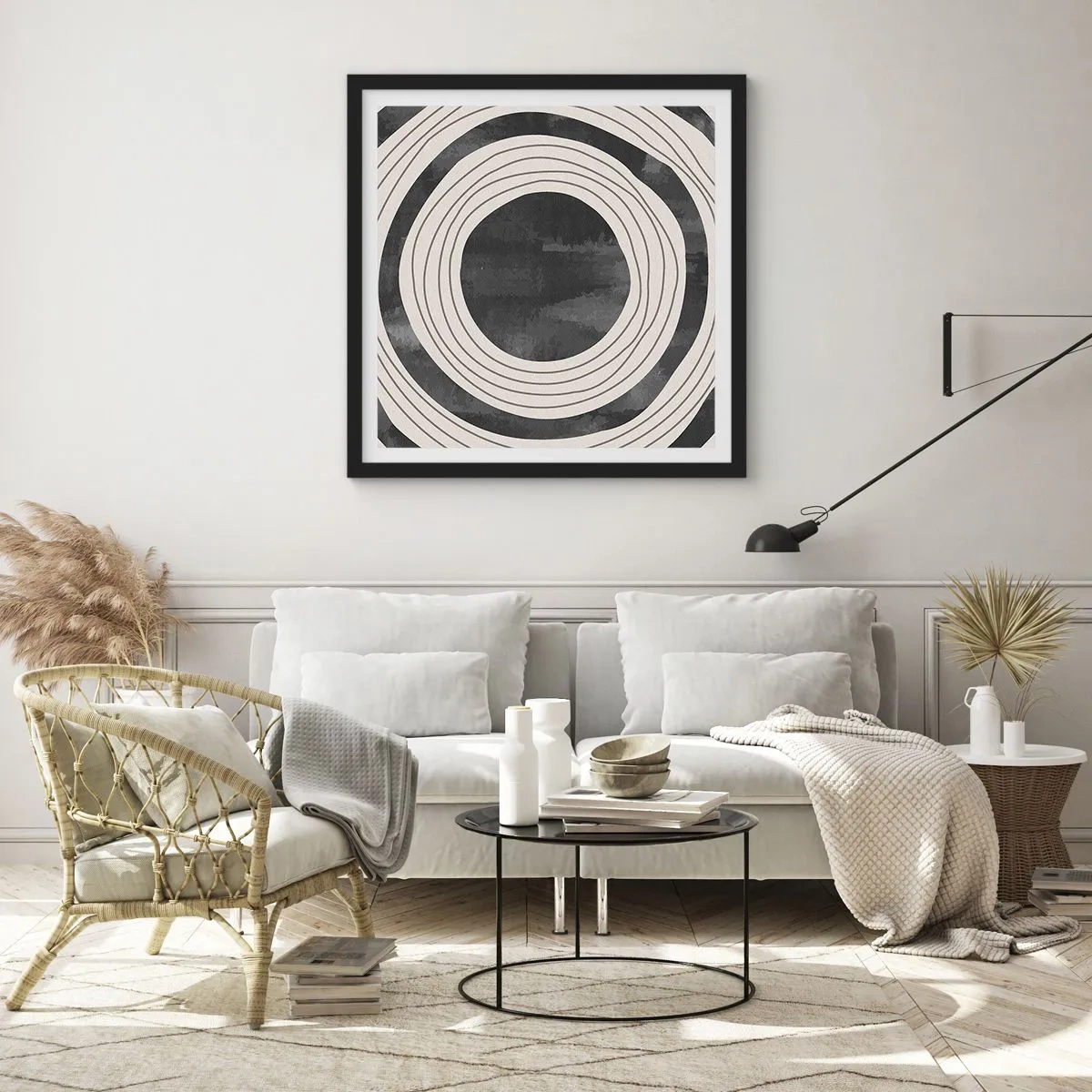 Póster en marco negro - En el centro mismo - 30x30 cm