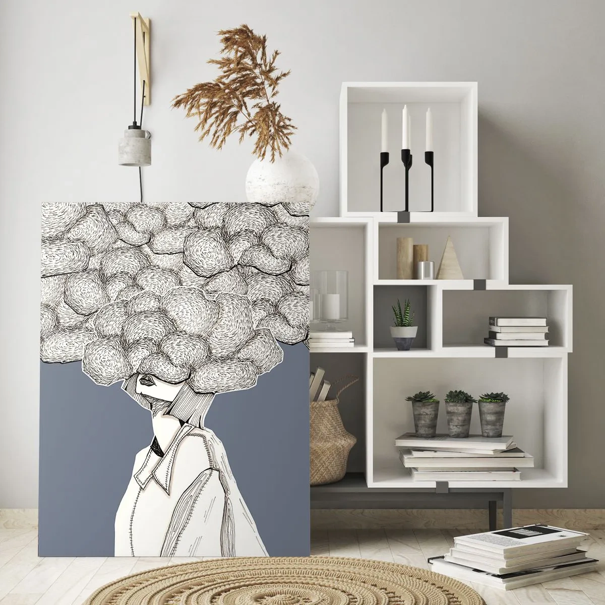 Cuadro sobre vidrio - Impresiones sobre Vidrio - Con la cabeza en las nubes - 80x120 cm