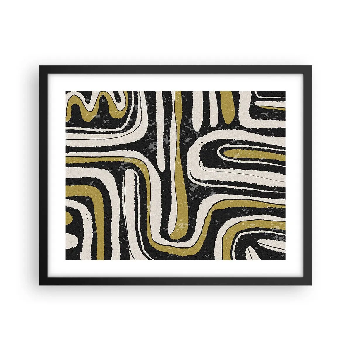 Póster en marco negro - Composición: tramos y callejones - 50x40 cm