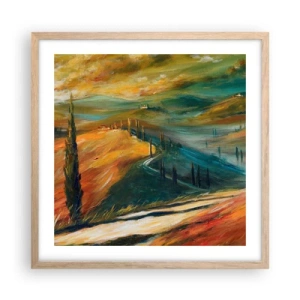 Póster en marco roble claro - Paisaje toscano - 50x50 cm
