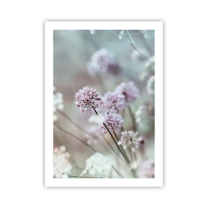 Póster - Delicadas flores en colores pastel. - 50x70cm - Dulces filigranas de hierbas - Decoración de pared moderna para salón y dormitorio ARTTOR