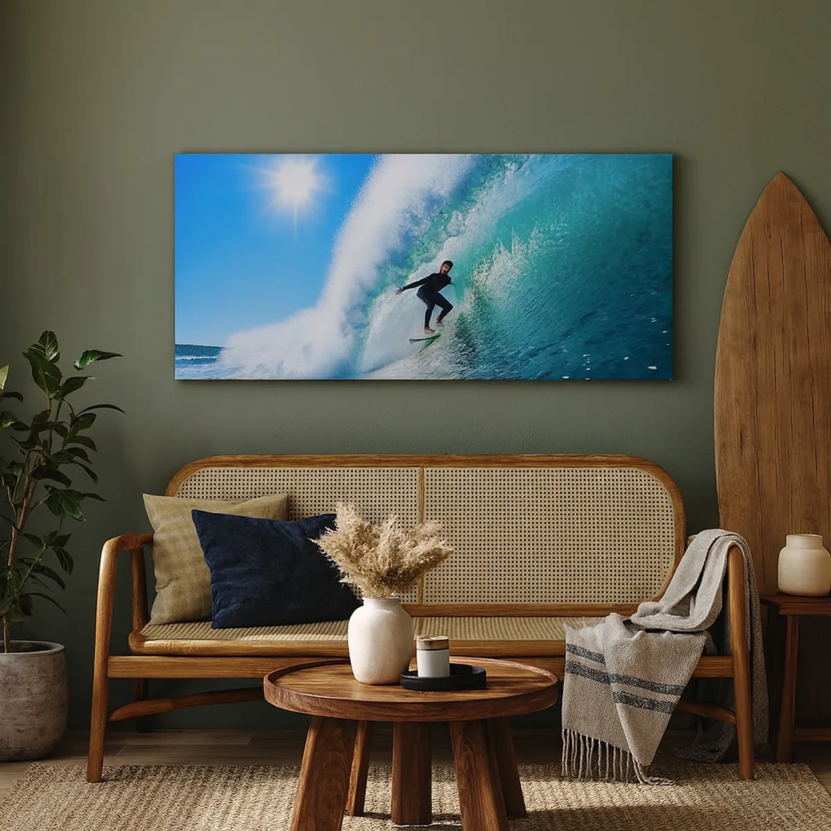 Cuadro sobre lienzo - Impresión de Imagen - A través de la gran ola - 30x30 cm