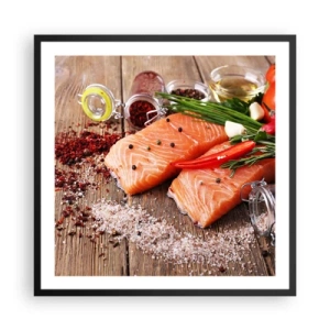 Póster en marco negro - Una aventura noruega en la cocina - 60x60 cm