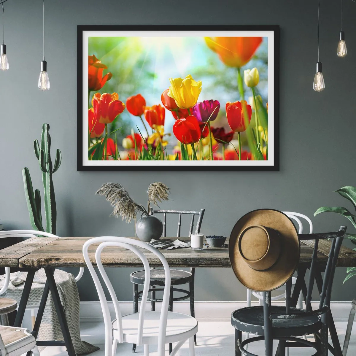 Póster en marco negro - Todos los tonos del sol - 50x40 cm