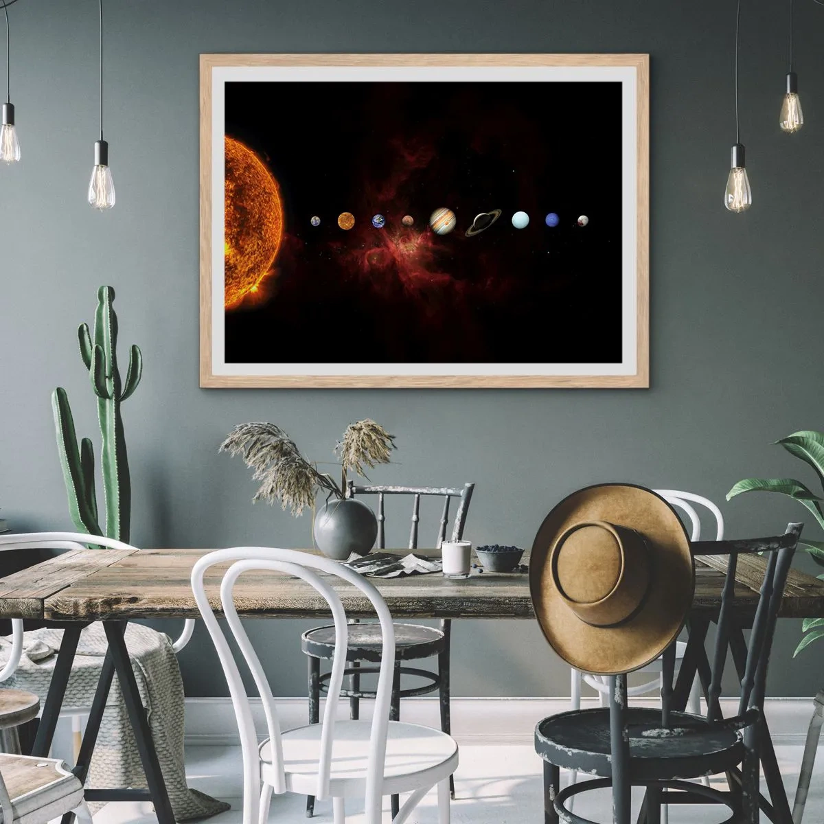 Póster en marco roble claro - Nuestro barrio - 50x40 cm