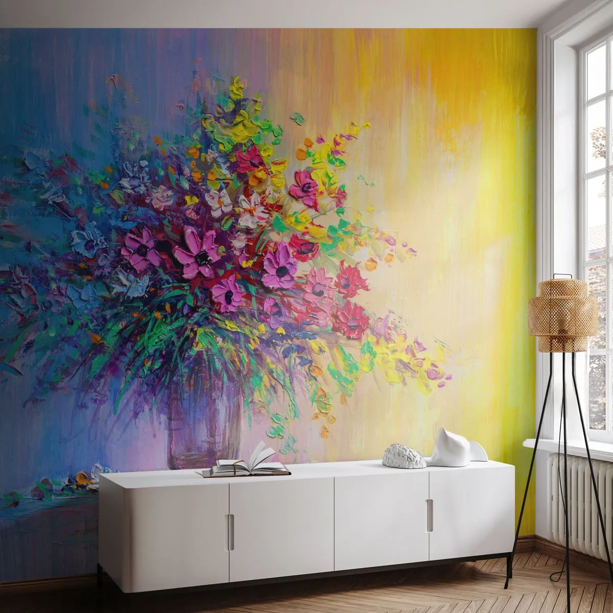 Fotomural Premium Canvas - El regalo de un prado de verano - Flores en un florero, Pedazo, Ramo de flores - 400x280 cm