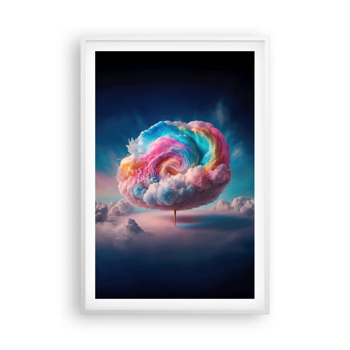 Póster en marco blanco - El sueño de un parque de atracciones - 61x91 cm