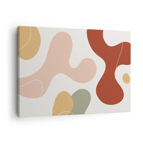 Cuadro sobre lienzo - Impresión de Imagen - Una composición abstracta en tonos pastel con formas dinámicas. - 70x50cm - La esencia de la pintura - Decoración de pared moderna para salón y dormitorio ARTTOR