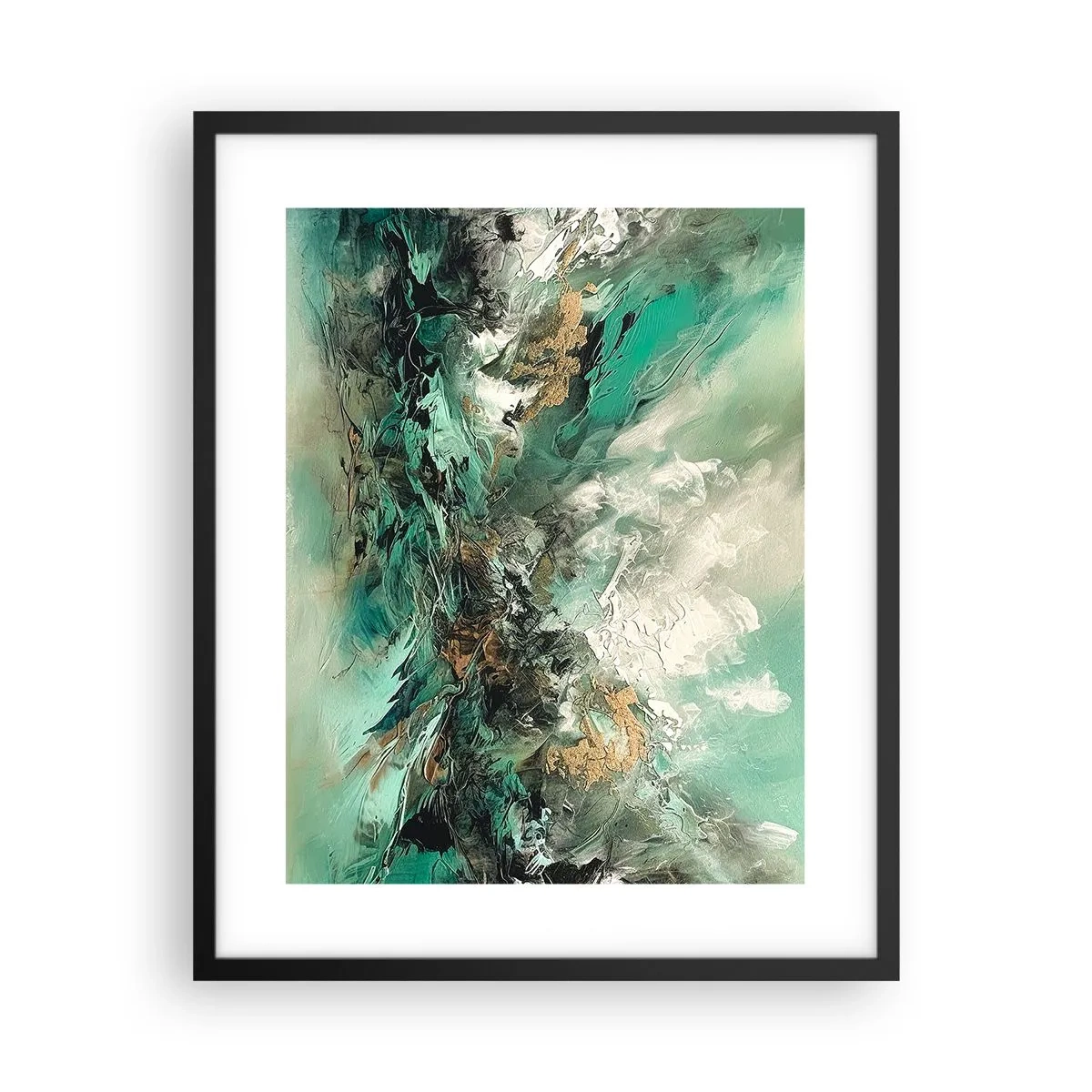 Póster en marco negro - Hervor negro esmeralda - 40x50 cm