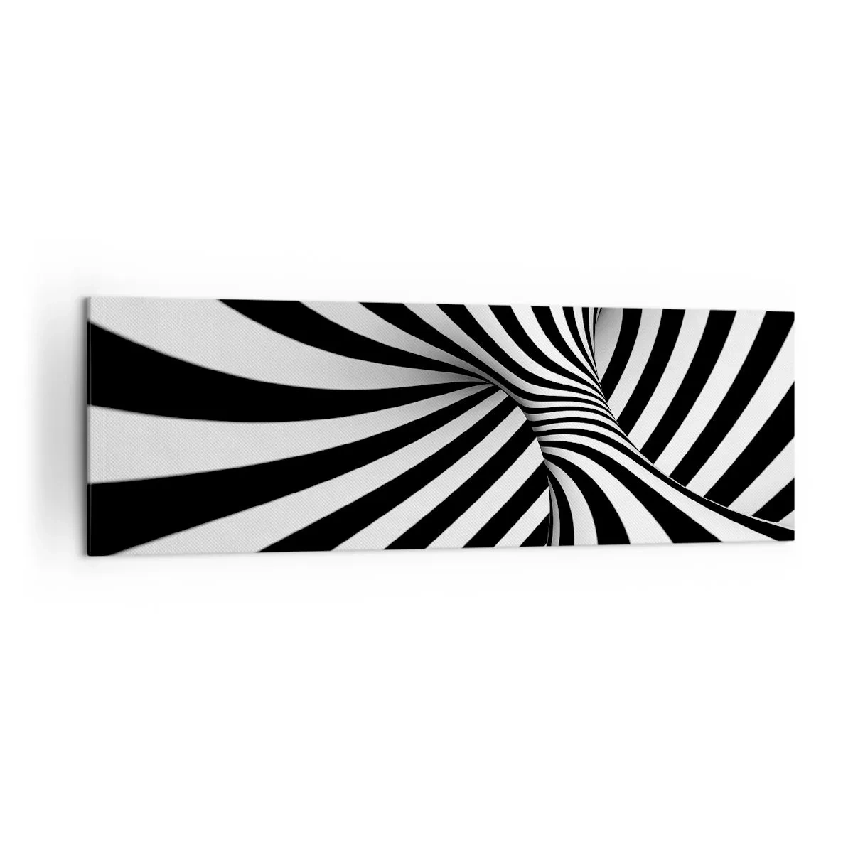 Cuadro sobre lienzo - Impresión de Imagen - Túnel abstracto con rayas espirales blancas y negras - 160x50cm - Composición: espacio de baile - Decoración de pared moderna para salón y dormitorio ARTTOR