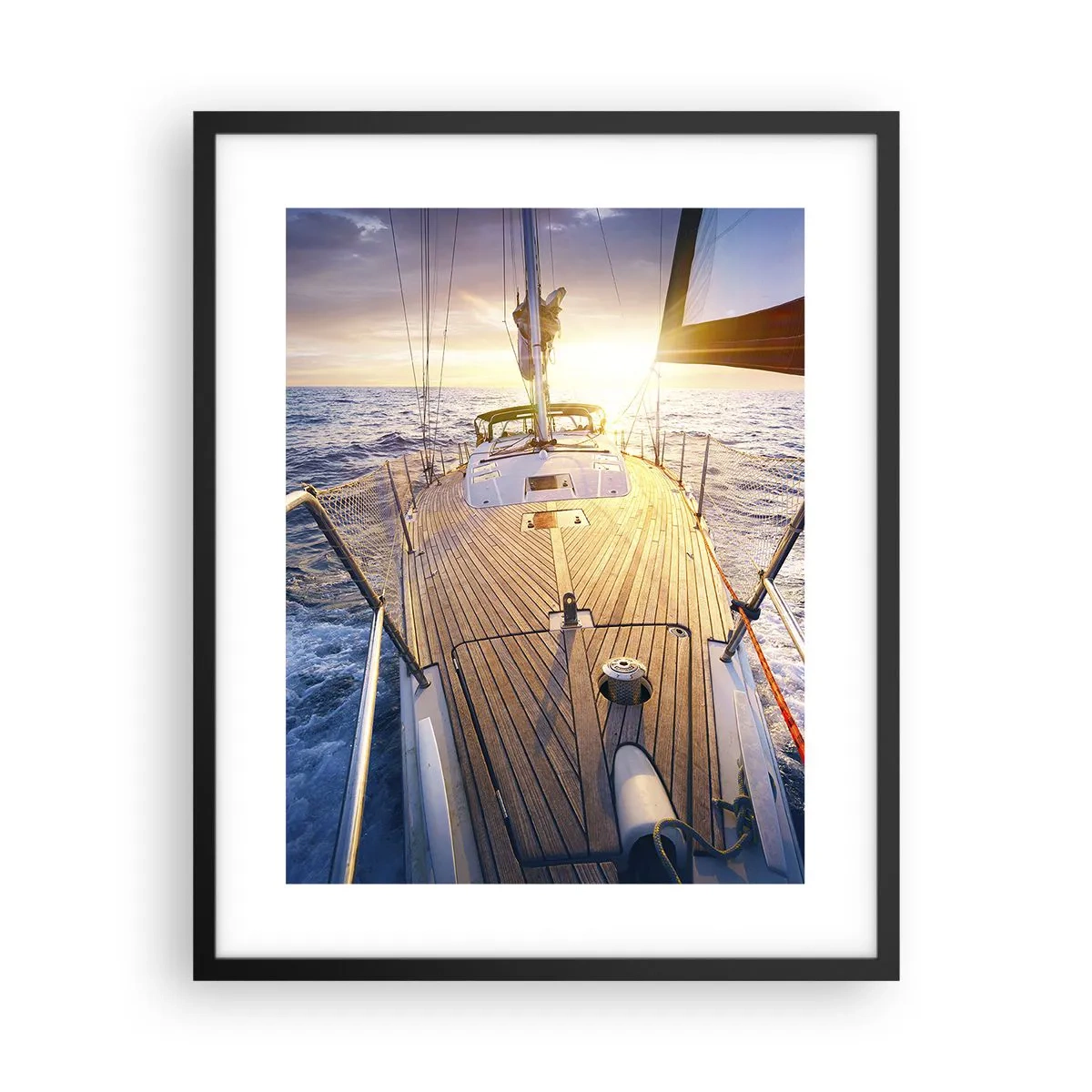 Póster en marco negro - Corriendo sobre las olas - 40x50 cm