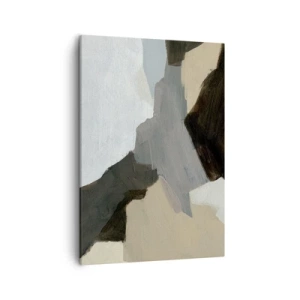 Cuadro sobre lienzo - Impresión de Imagen - Formas abstractas en tonos beige, marrón y gris. - 50x70cm - Abstracción: partes del gris - Decoración de pared moderna para salón y dormitorio ARTTOR