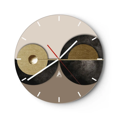 Reloj de pared - Reloj de vidrio - Una composición moderna con círculos geométricos. - 30x30cm - Variaciones en torno a un círculo - Decoración de pared moderna para salón, cocina y dormitorio ARTTOR
