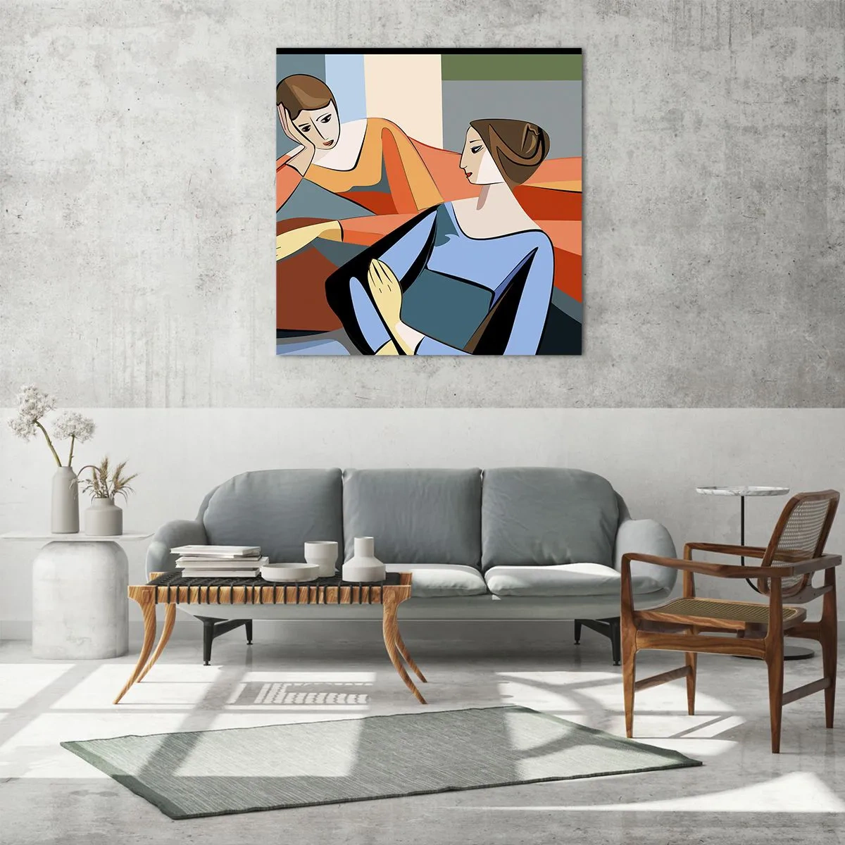 Cuadro sobre vidrio - Impresiones sobre Vidrio - Un momento de confidencias - 60x60 cm