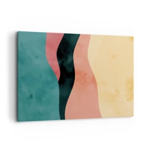 Cuadro sobre lienzo - Impresión de Imagen - Ondas abstractas en colores pastel - 120x80cm - Discordia compatible - Decoración de pared moderna para salón y dormitorio ARTTOR