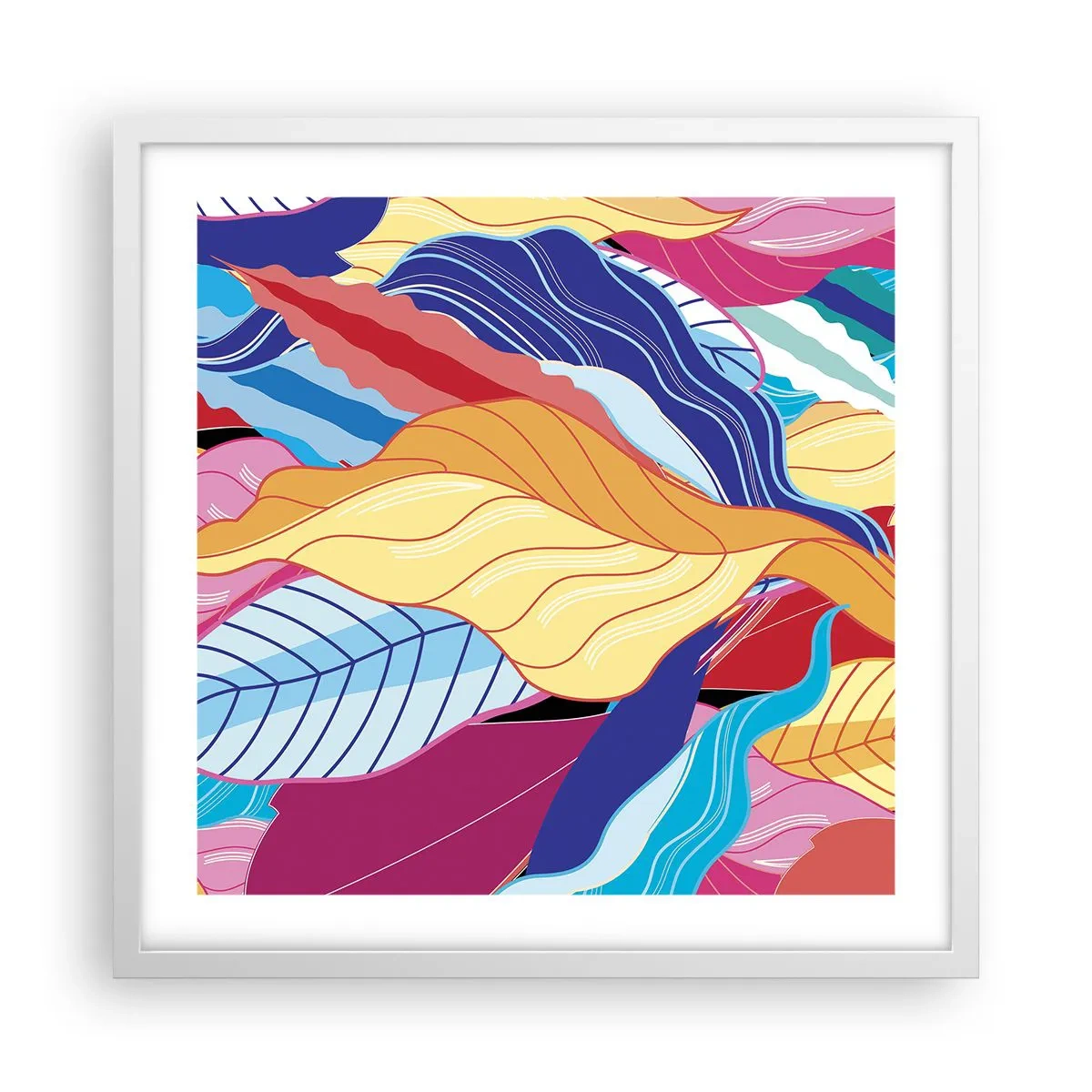 Póster en marco blanco - Desorden colorido - 50x50 cm