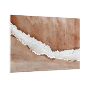 Cuadro sobre vidrio - Impresiones sobre Vidrio - Estructura artística en tonos tierra y blanco. - 100x70cm - En colores terrosos - Decoración de pared moderna para salón y dormitorio ARTTOR