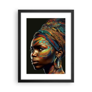 Póster en marco negro - Reina africana - 30x40 cm