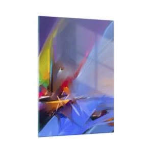 Cuadro sobre vidrio - Impresiones sobre Vidrio - Hélices abstractas en colores vibrantes contra un cielo pastel - 50x70cm - Como un pájaro - Decoración de pared moderna para salón y dormitorio ARTTOR